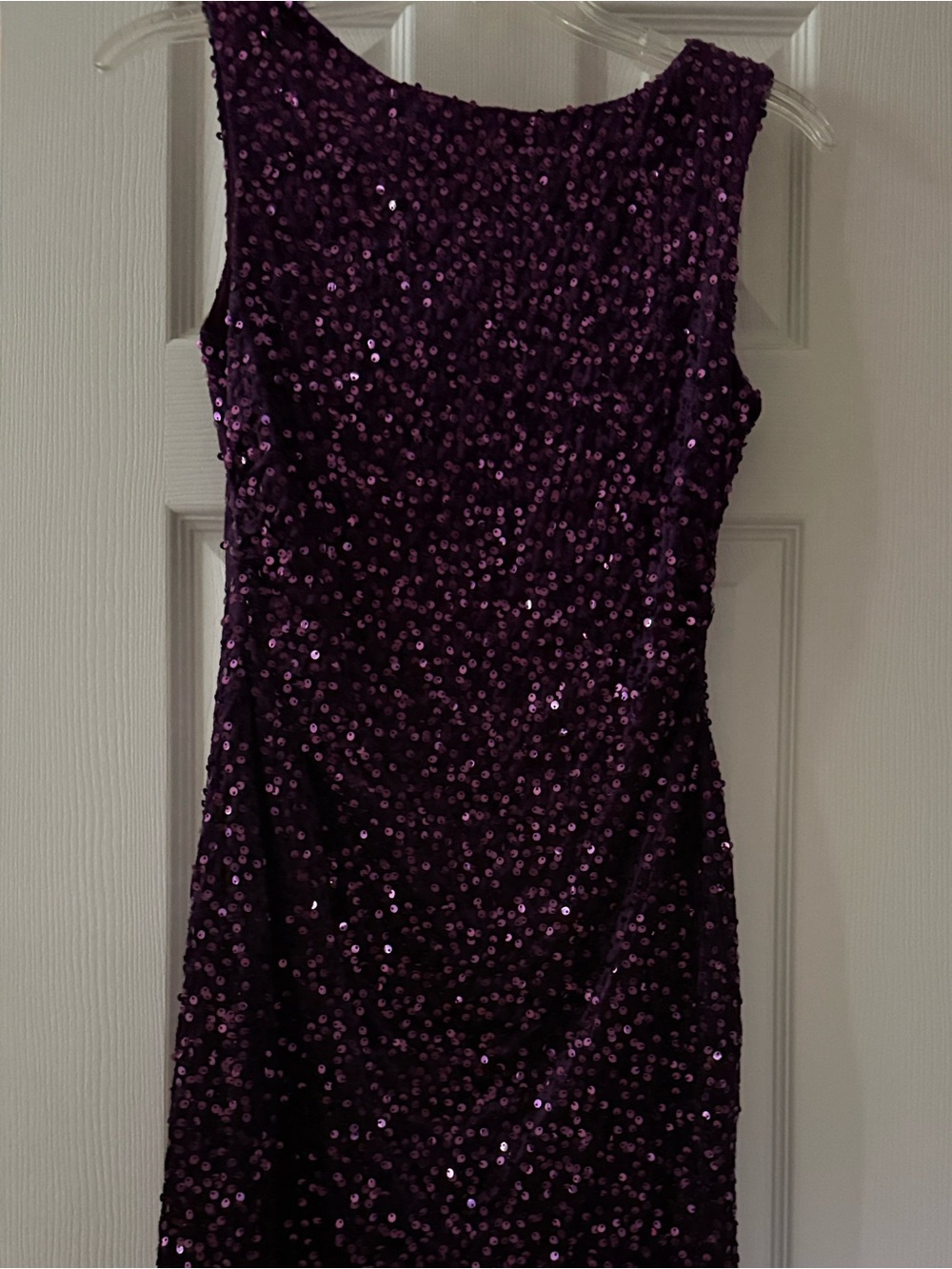 Gabby Skye Purple Sequin Sleeveless Cocktail Dress